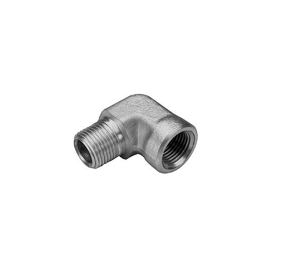 Adaptador codo 90 Parker de Acero Macho NPT de 1/4 pulg. X Hembra NPT de 1/8 pulg.