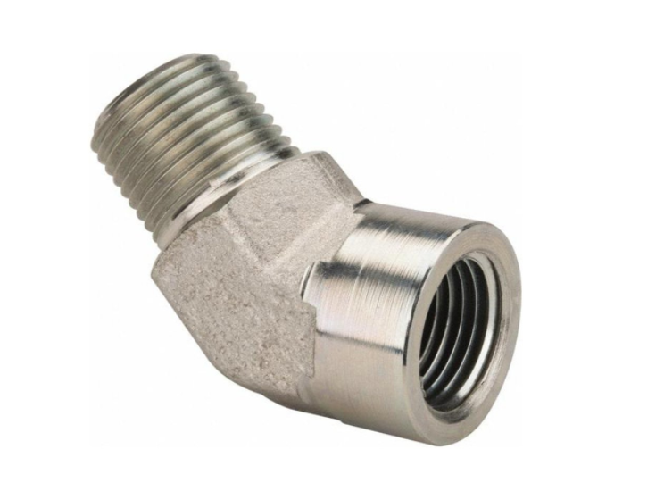 Adaptador codo 45 Parker de Acero Macho NPT de 1/2 pulg. X Hembra NPT de 1/2 pulg.