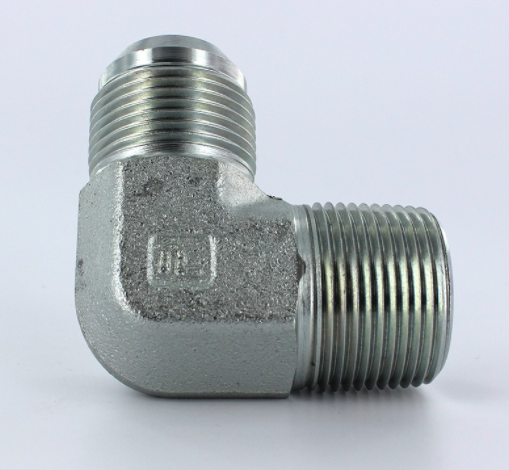 Adaptador codo 90 Parker de Acero Inox. Macho JIC 37 Flare de 7/8 pulg. X Macho NPT de 3/4 pulg.- 14