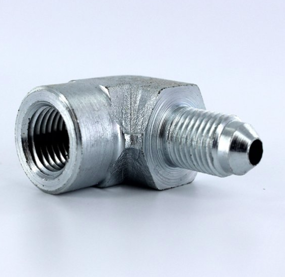 Adaptador codo 90 Parker de Acero Macho JIC 37 Flare de 5/8 pulg. X Hembra NPT de 1/2 pulg.