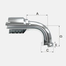 Conexion Crimpable Codo 90 Brida SAE 1 1/4 pulg. cod 62 x 1 1/4 pulg. ID Manguera, Covalca, serie FH, Acero