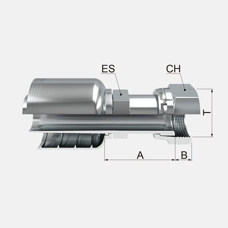 Conexion Crimpable Hembra Giratoria cara plana de 5/8 pulg. x 1/2 pulg. ID Manguera, Covalca, serie FJ, Acero (1JS71-10-8-I)