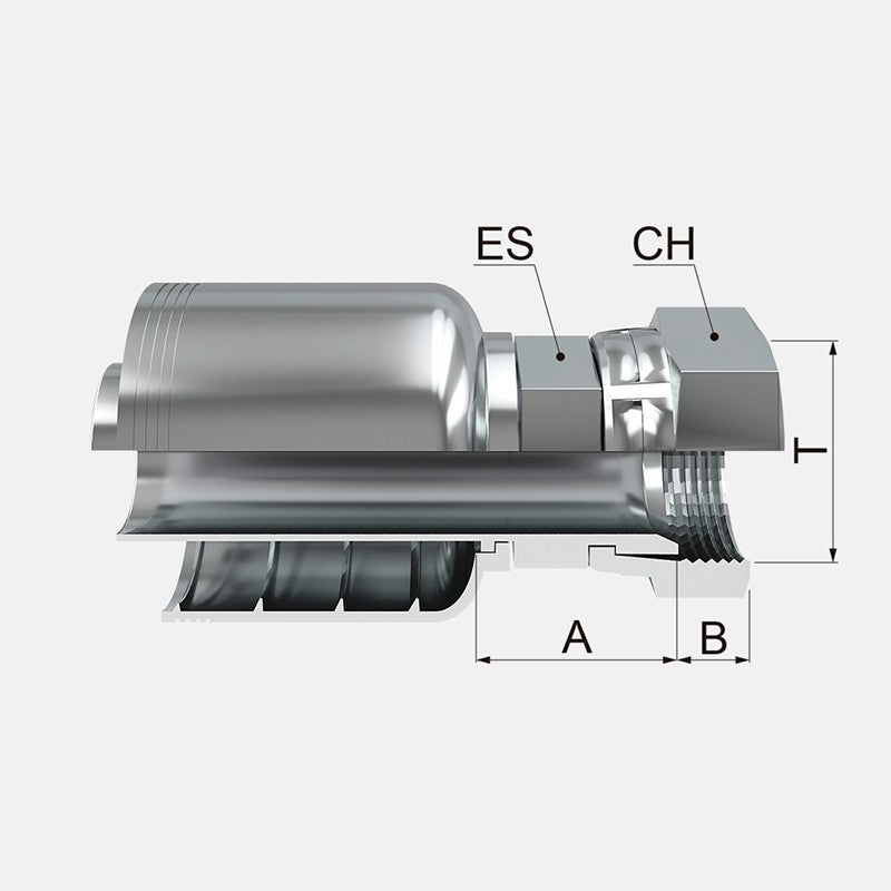 Conexion Crimpable Hembra JIC 37 Flare de 5/8 pulg. x 5/8 pulg. ID Manguera, Covalca, serie FJ, Acero (10671-10-10-CV)