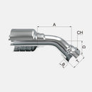 Conexion Crimpable Codo 45 Hembra JIC 37 Flare de 3/4 pulg. x 3/4 pulg. ID Manguera, Covalca, serie FJ, Acero (13771-12-12-I)