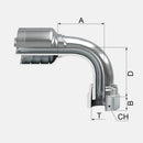 Conexion Crimpable Codo 90 Hembra Giratoria cara plana de 3/4 pulg. x 3/4 pulg. ID Manguera, Covalca, serie FJ, Acero (1J971-12-12-I)