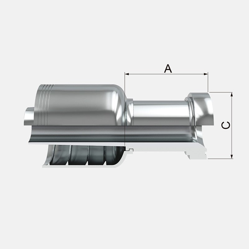 Conexion Crimpable Brida cod 62 de 3/4 pulg. x 3/4 pulg. ID Manguera, Covalca, serie FJ, Acero (16A71-12-12-CV)