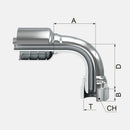 Conexion Crimpable Codo 90 Hembra Giratoria BSP asiento 60 de 1 pulg. x 1 pulg. ID Manguera, Covalca, serie FJ, Acero (1B271-16-16-I)