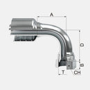 Conexion Crimpable Codo 90 Hembra JIC 37 Flare de 1 pulg. x 1 pulg. ID Manguera, Covalca, serie FJ, Acero (13971-16-16-I)
