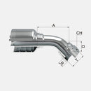Conexion Crimpable Codo 45 Hembra Giratoria cara plana de 1 pulg. x 1 pulg. ID Manguera, Covalca, serie FJ, Acero (1J771-16-16-I)