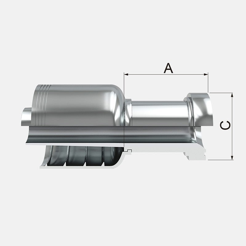 Conexion Crimpable Recta SAE Brida cod 61 de 1 1/4 pulg. x 1 pulg. ID Manguera, Covalca, serie FJ, Acero (11571-20-16-I)