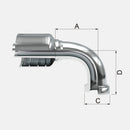 Conexion Crimpable Codo 90 Brida cod 62 de 1 1/4 pulg. x 1 1/4 pulg. ID Manguera, Covalca, serie FJ, Acero (16N71-20-20-I)