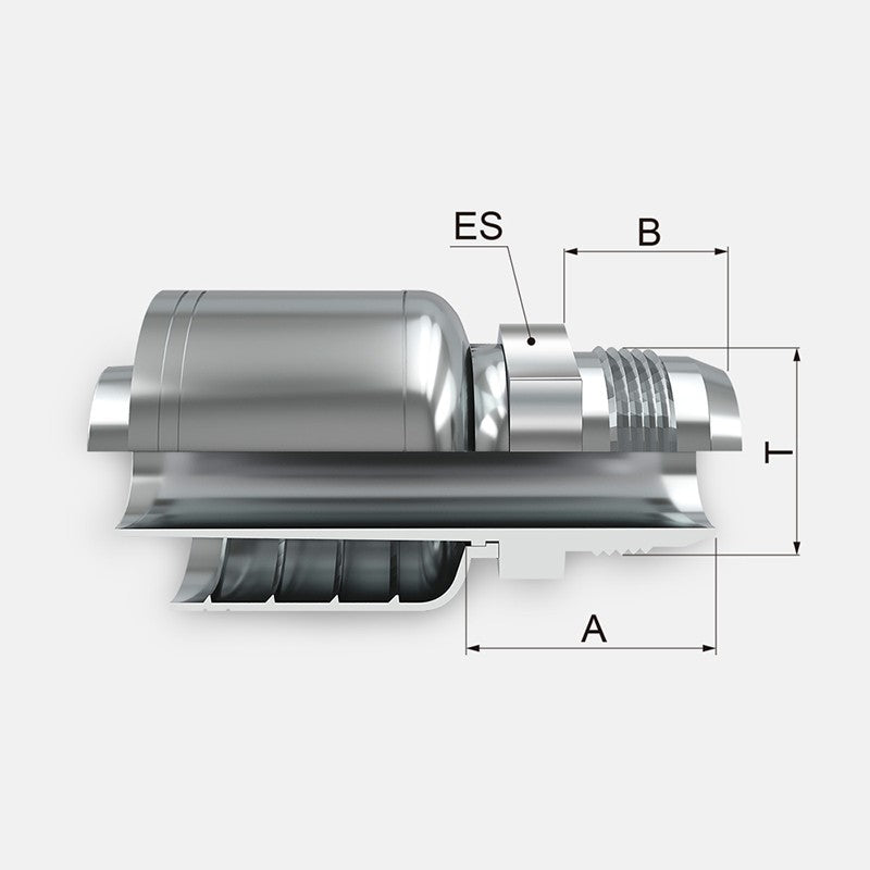 Conexion Crimpable Macho JIC 37 Flare de 1/4 pulg. x 1/4 pulg.ID Manguera, Covalca, serie FK, Acero (10343-4-4-CV)