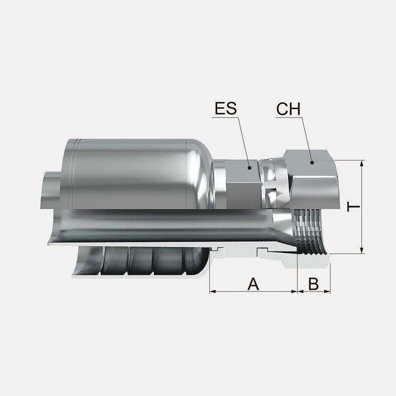 Conexion Crimpable Hembra Giratoria JIS (japones) de 3/8 pulg. x 3/8 pulg. ID Manguera, Covalca, serie FK, Acero (1FU43-6-6-I)