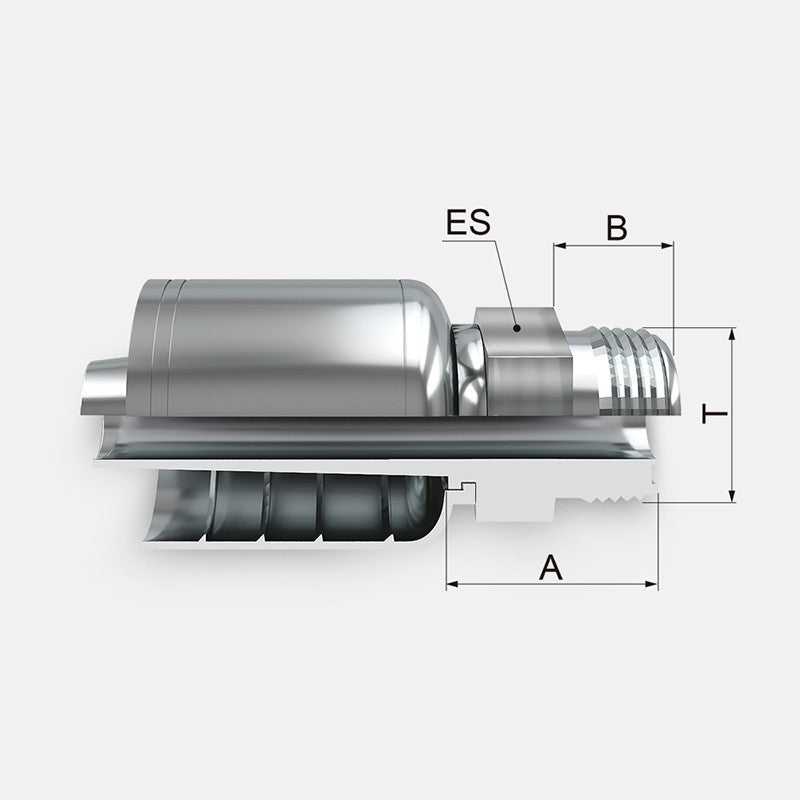 Conexion Crimpable Macho Recto cara plana de 3/8 pulg. x 3/8 pulg. ID Manguera, Covalca, serie FK, Acero (1J043-6-6-CV)