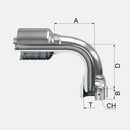 Conexion Crimpable Codo 90 Hembra Giratoria BSP asiento 60 de 1/2 pulg. x 1/2 pulg. ID Manguera, Covalca, serie FK, Acero (1B243-8-8-I)
