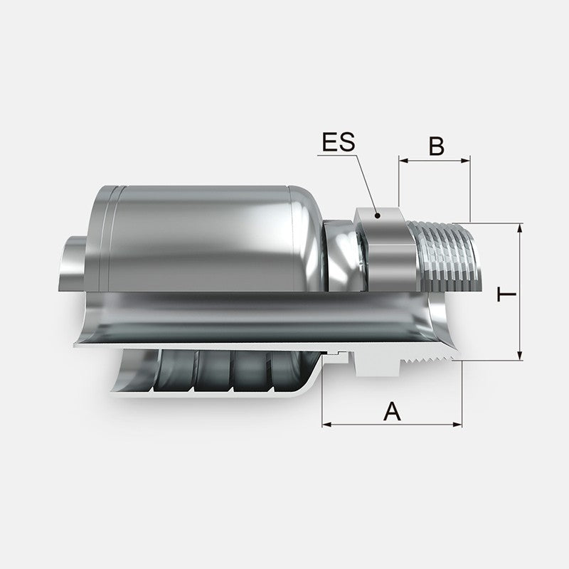 Conexion Crimpable Macho Recto NPT asiento 60 de 1/2 pulg. x 1/2 pulg. ID Manguera, Covalca, serie FK, Acero (10143-8-8-CV)