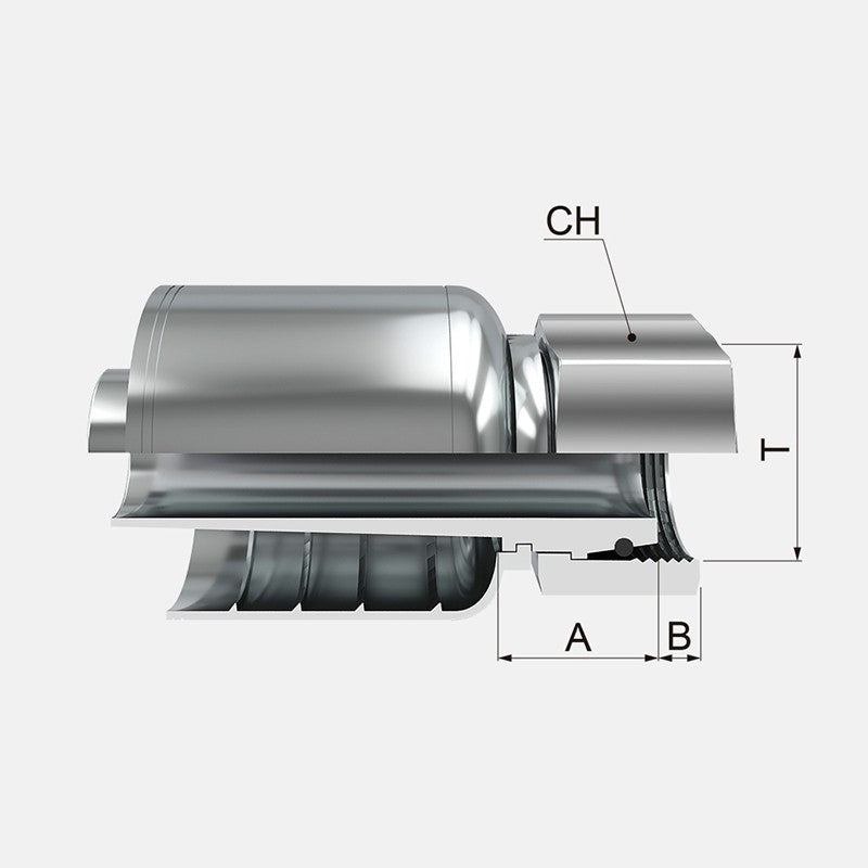 Conexion Acero Crimpable Covalca Hembra Giratoria Metrica 16mm Serie S (M22x1.5) x 1/2 pulg. ID Manguera, serie FK (1C943-16-8-I)