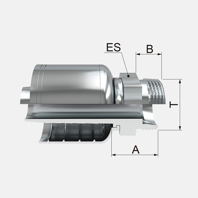 Conexion Acero Crimpable Covalca Macho Metrico 25mm Serie S (M36x1.5) x 3/4 pulg. ID Manguera, serie FK (1D243-25-12-I)