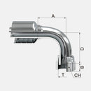 Conexion Crimpable Codo 90 Hembra Giratoria cara plana de 1 pulg. x 1 pulg. ID Manguera, Covalca, serie FK, Acero (1J943-16-16-I)