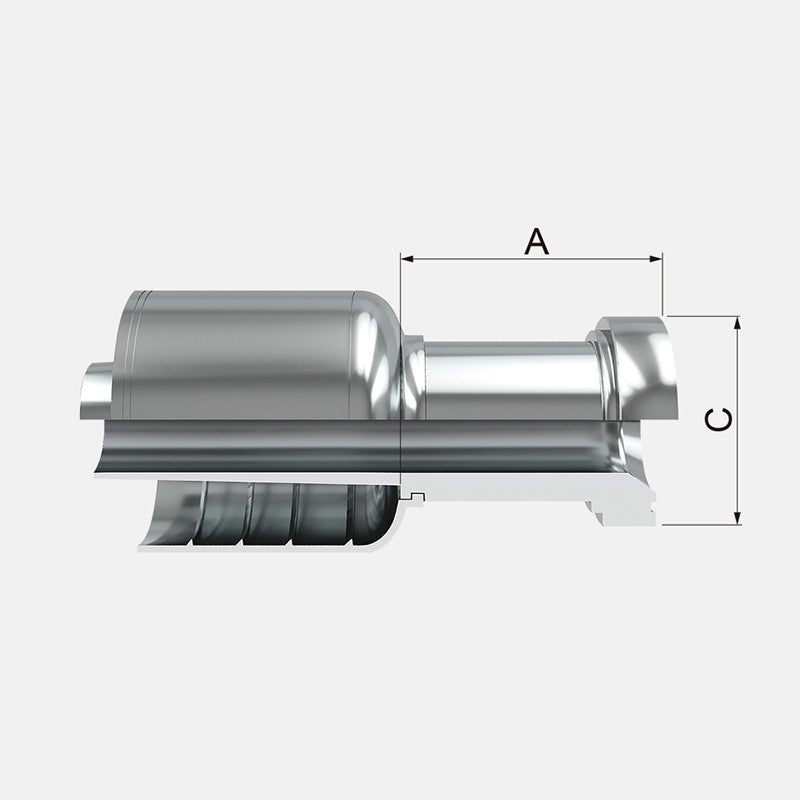 Conexion Crimpable Brida cod 61 de 1 1/4 pulg. x 1 pulg. ID Manguera, Covalca, serie FK, Acero (11543-20-16-I)