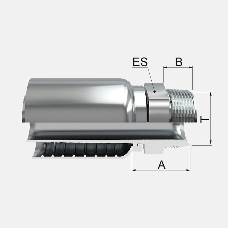 Conexion Crimpable Macho Fijo NPT cono 60 de 1/4 pulg. x 1/4 pulg. ID Manguera, Covalca, serie FT, Acero, 100R14