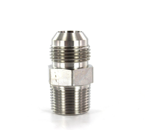 Adaptador Niple Parker de Acero Inoxidable Macho JIC 37 Flare de 1/4 pulg. X Macho NPT de 3/8 pulg.