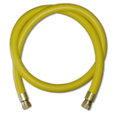 Manguera Especial Covalca Amarilla de 3/4 pulg. x 1.50M long. a 350 PSI, Baja Presion, para Gas LP, Mallas textiles con Conexiones Hembras Giratorias Flare Ambos Extremos