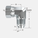 Adaptador codo 90 grados Covalca de Acero Macho JIC 37 de 3/8 pulg. X Hembra JIC 37 Giratoria de 3/8 pulg.