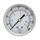 Manometro marca Parker de 2 pulg. presion de 0-11 Kg (160 psi), Posterior de 1/4 pulg. Npt