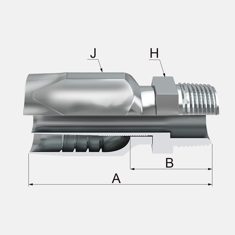 Conexion Reusable Macho Recto NPT de 7/16 pulg. x 13/32 pulg. ID Manguera, Covalca, Acero, para Manguera R5