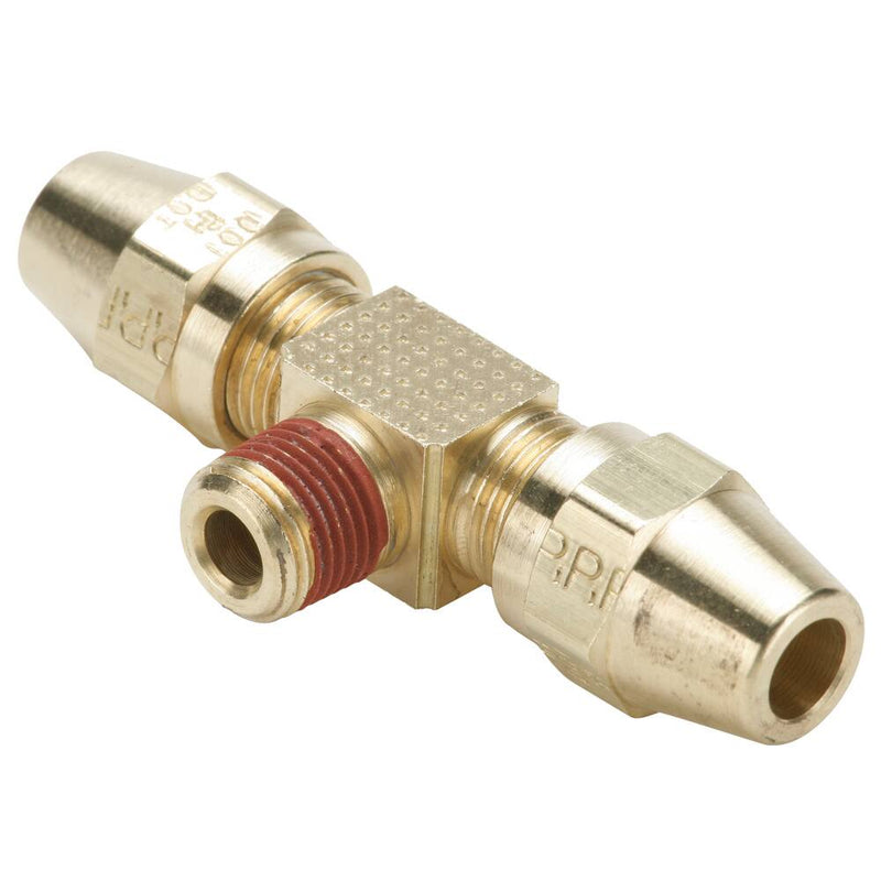 Conexion Tee Union para freno de aire AB Parker Laton Frenos de 1/2 pulg. X 3/8 pulg. X Macho NPT de 3/8 pulg. al Centro