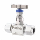 Valvula de Aguja Parker de Acero Inoxidable O.D. de 1/2 pulg. 6000 PSI
