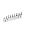 Juego de dados Urrea de Acero Punta torx Boca de T10 a T50 X Cuadro de 3/8 pulg. de 9 pzas