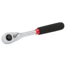 Matraca reversible Urrea de Acero pulido espejo Mango de goma Cuadro 3/8 pulg. Longitud 7 pulg. 24 dientes