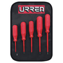 Juego de destornilladores dielectricos (1,000 V) Urrea Rojos Puntas Negras Planas y Phillips 5 pzas